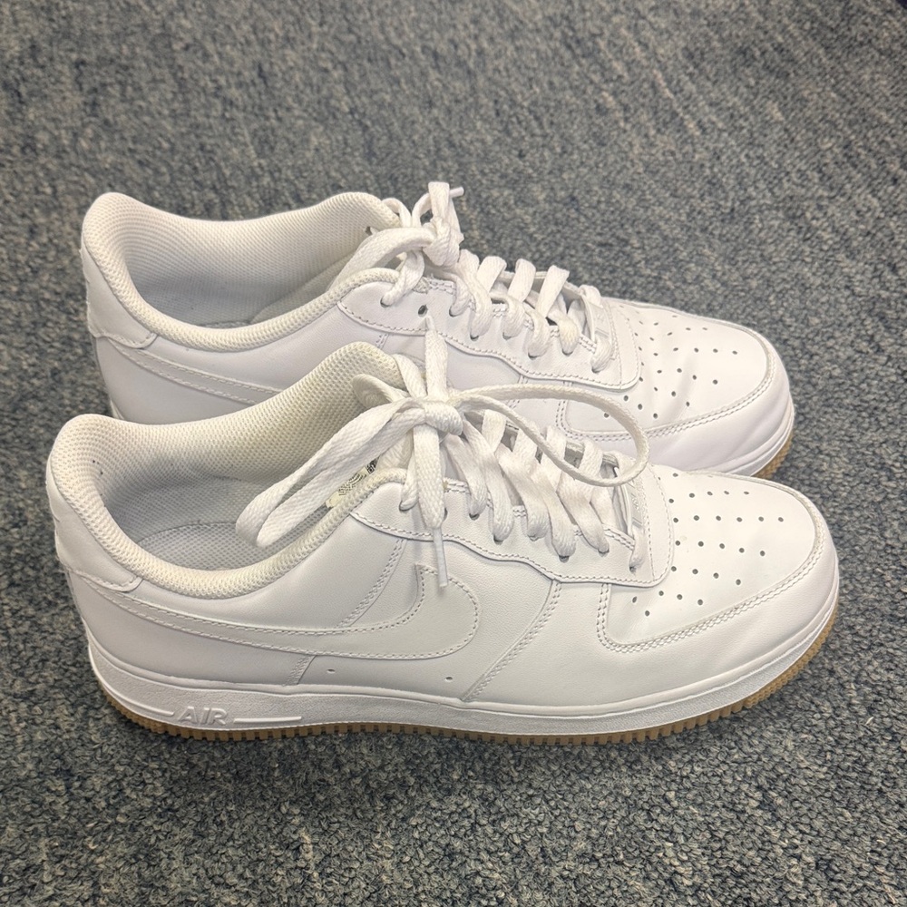Nike Air Force 1 White Men's Sneakers - Gum Soles - Size 10